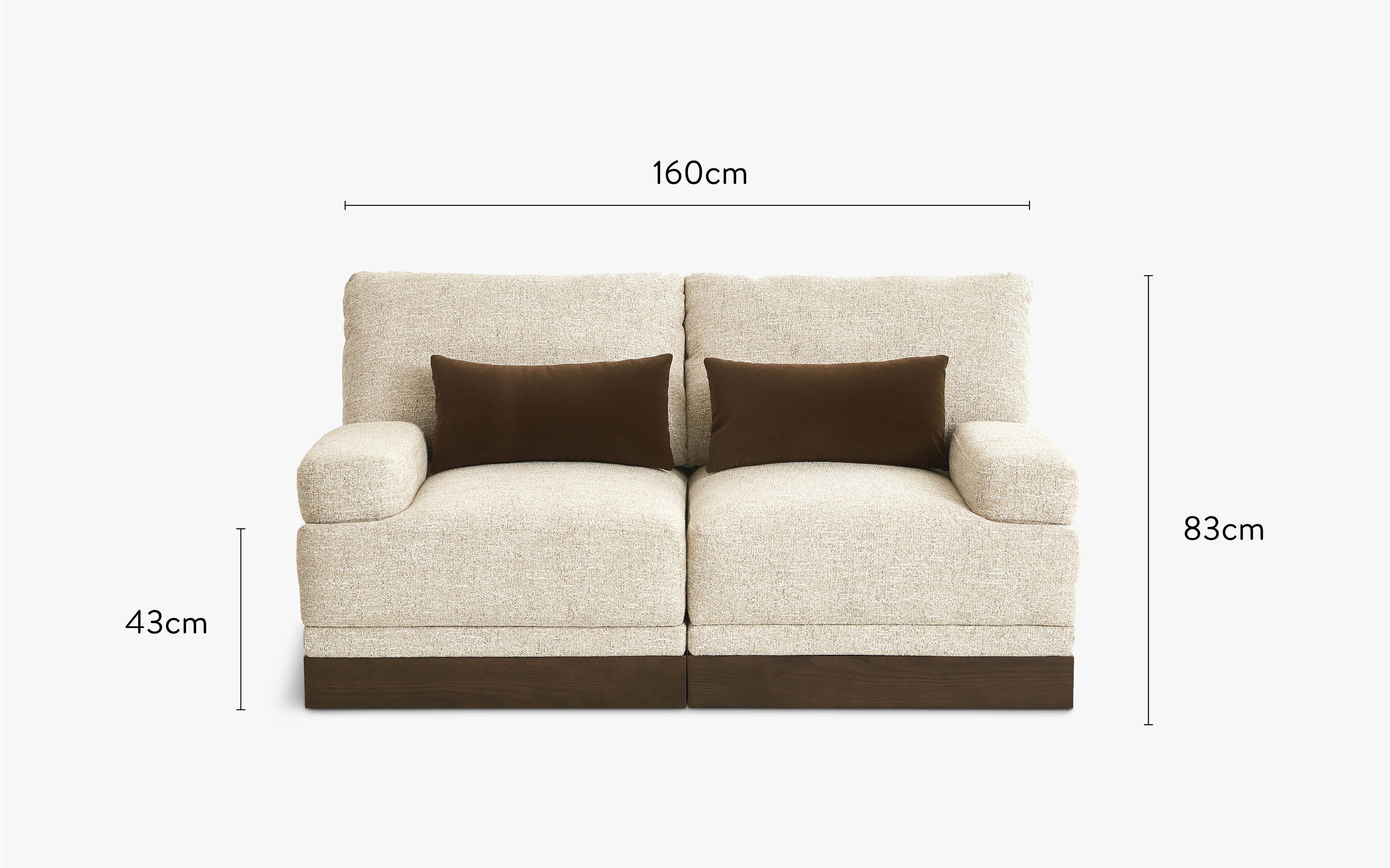 dimensions canapé droit roman tweed écru 2 modules accoudoirs
