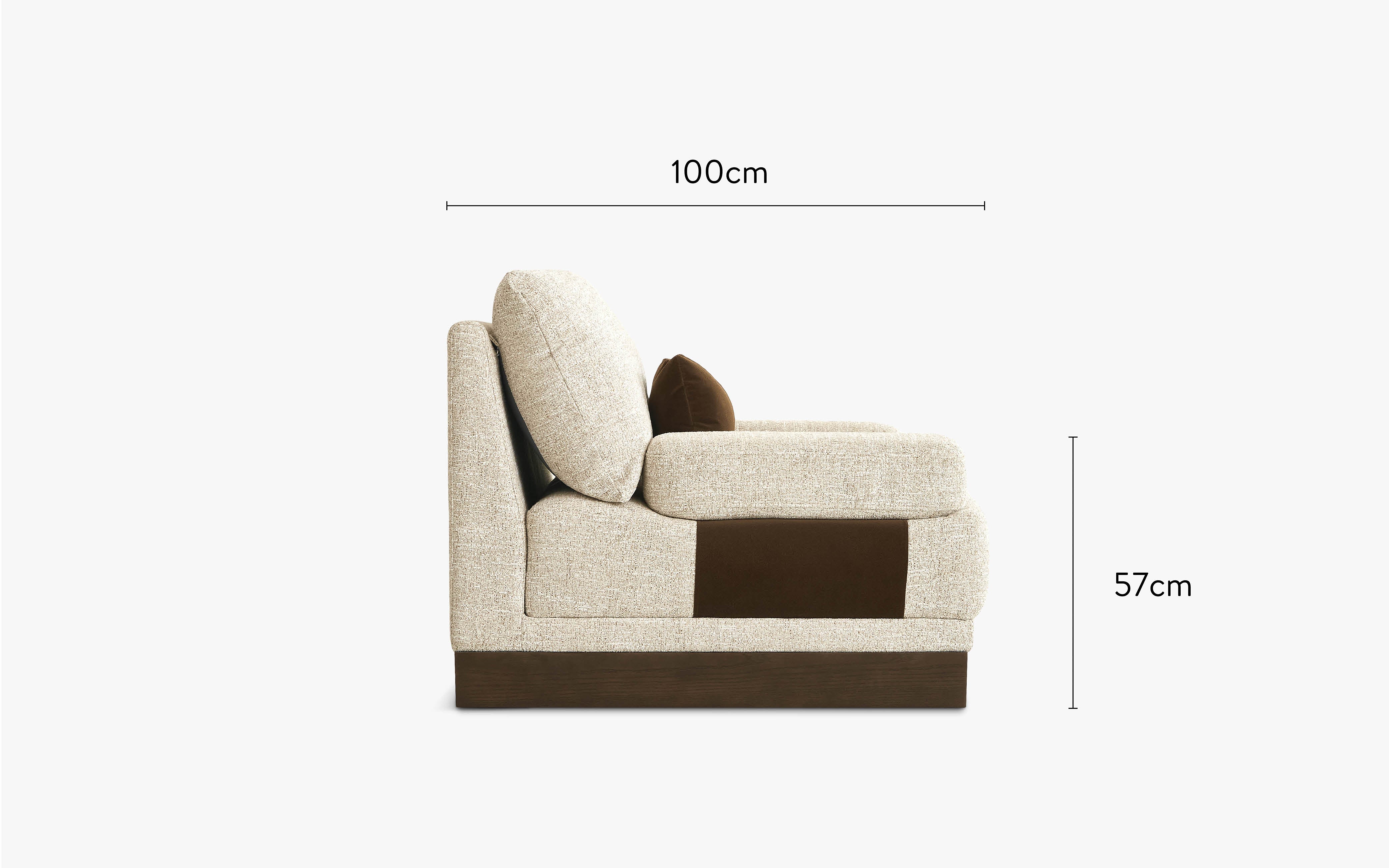 dimensions côté canapé droit roman tweed écru 2 modules accoudoirs