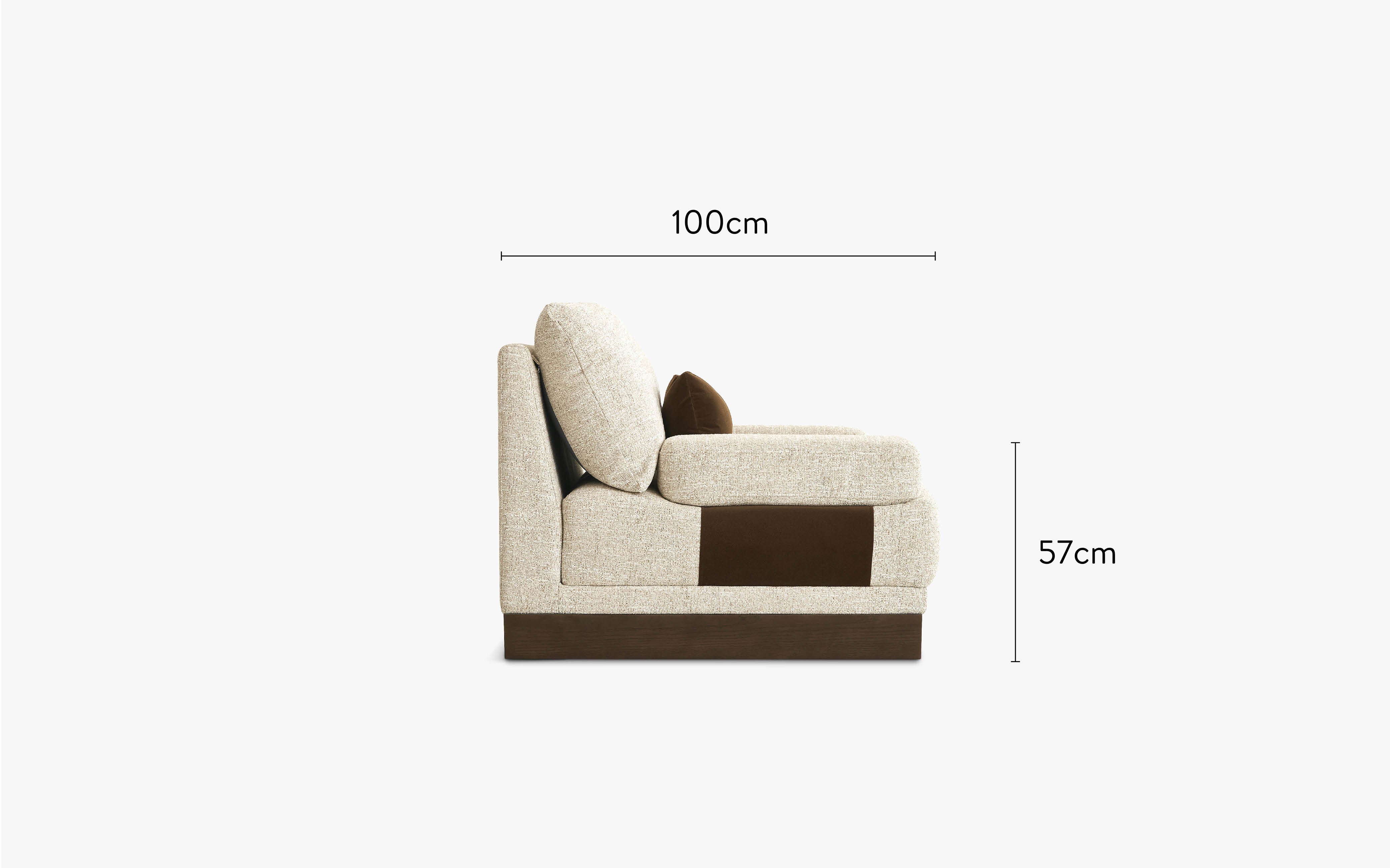 dimensions côté canapé droit roman tweed écru 3 modules accoudoirs
