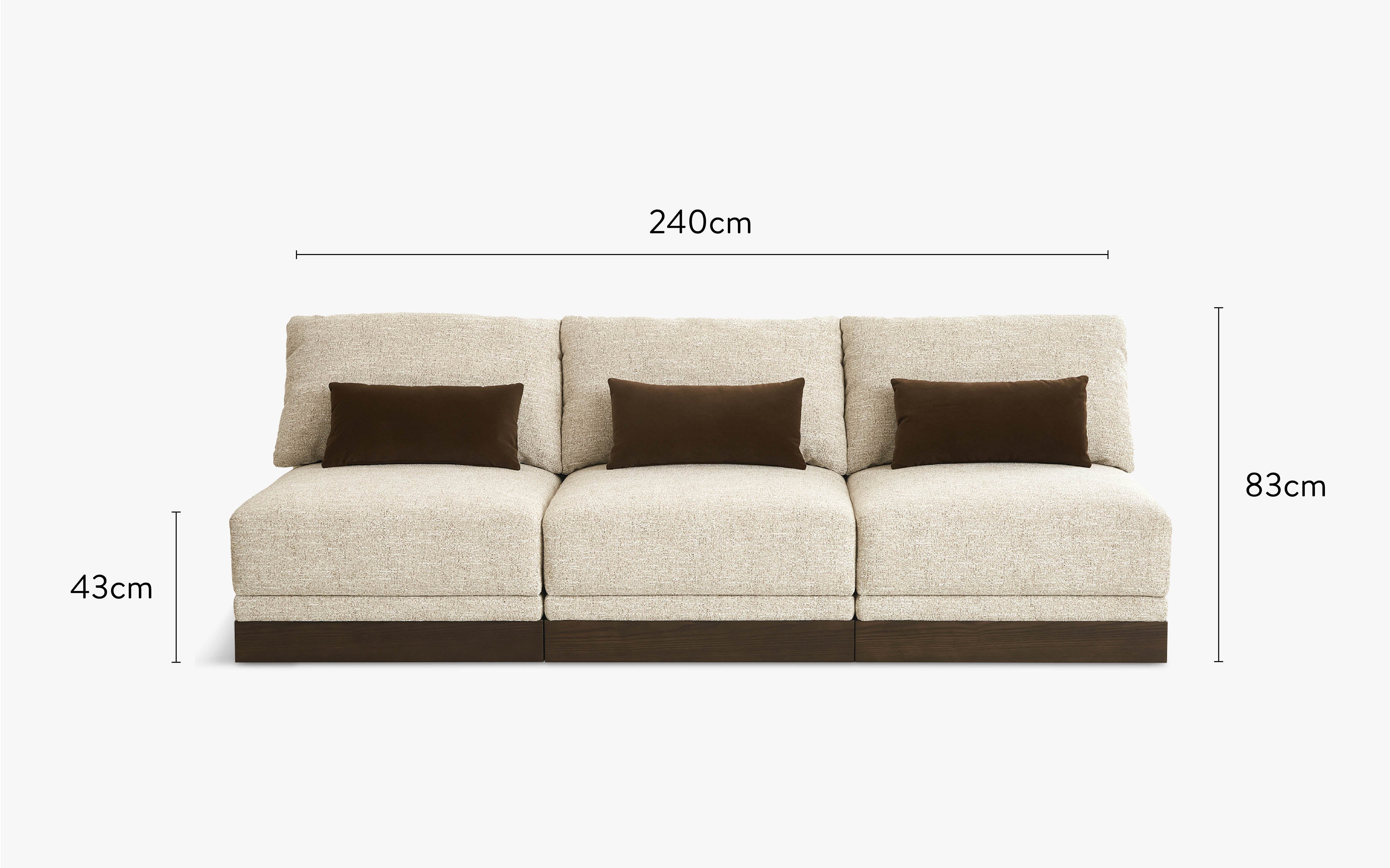 dimensions canapé droit roman tweed écru 3 modules