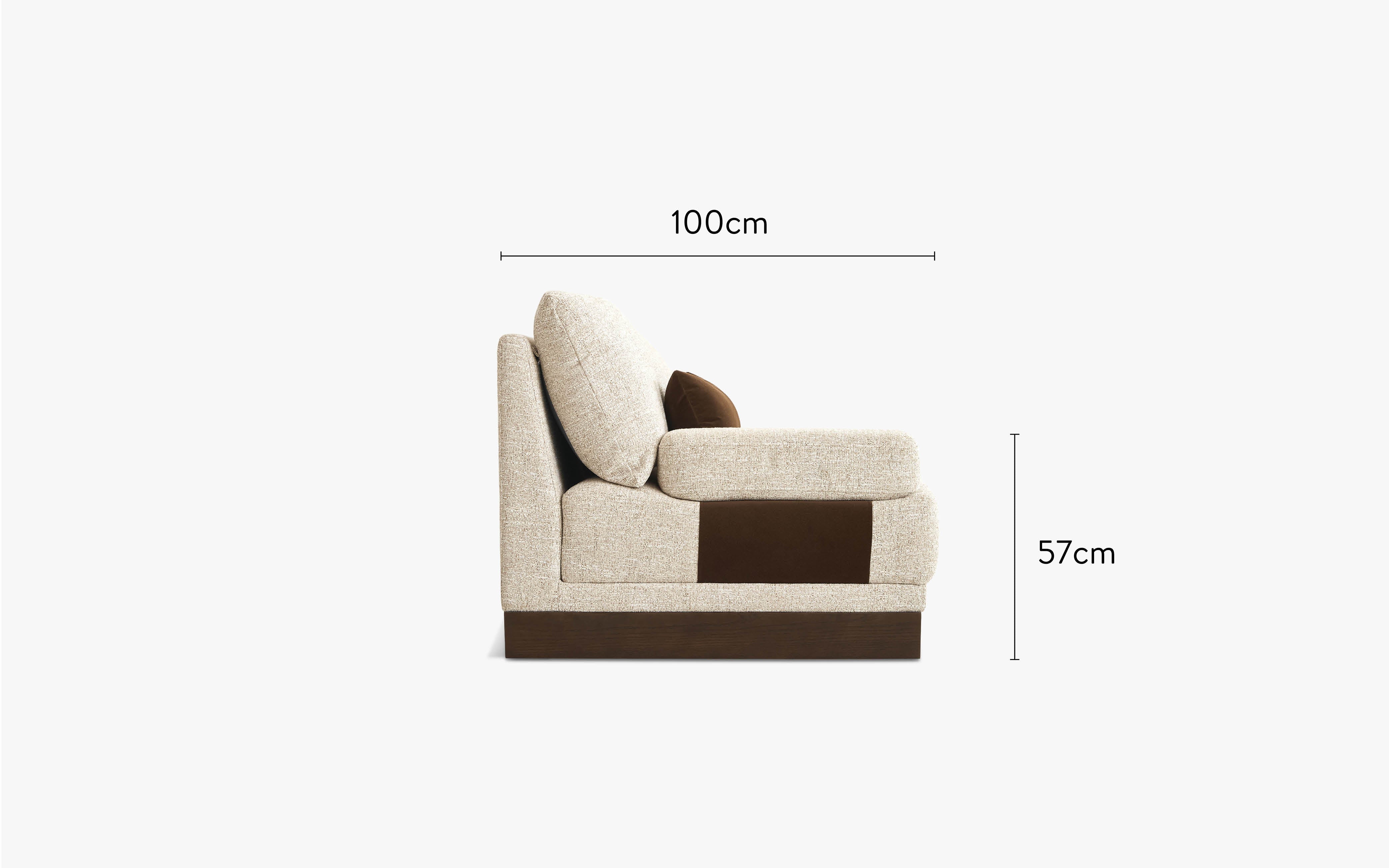 dimensions côté canapé méridienne roman tweed écru 3 modules