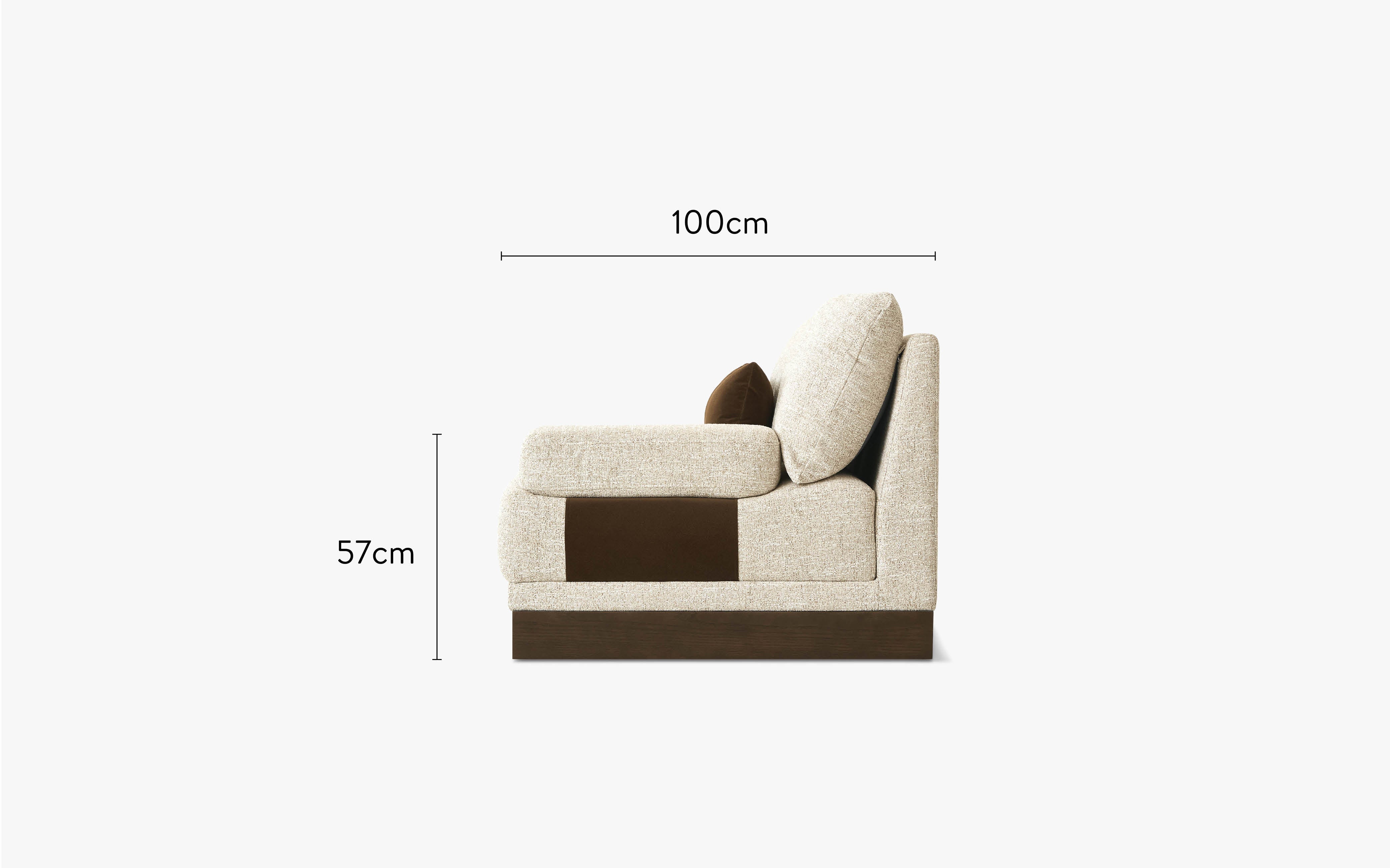 dimensions côté canapé méridienne droit roman tweed écru 3 modules