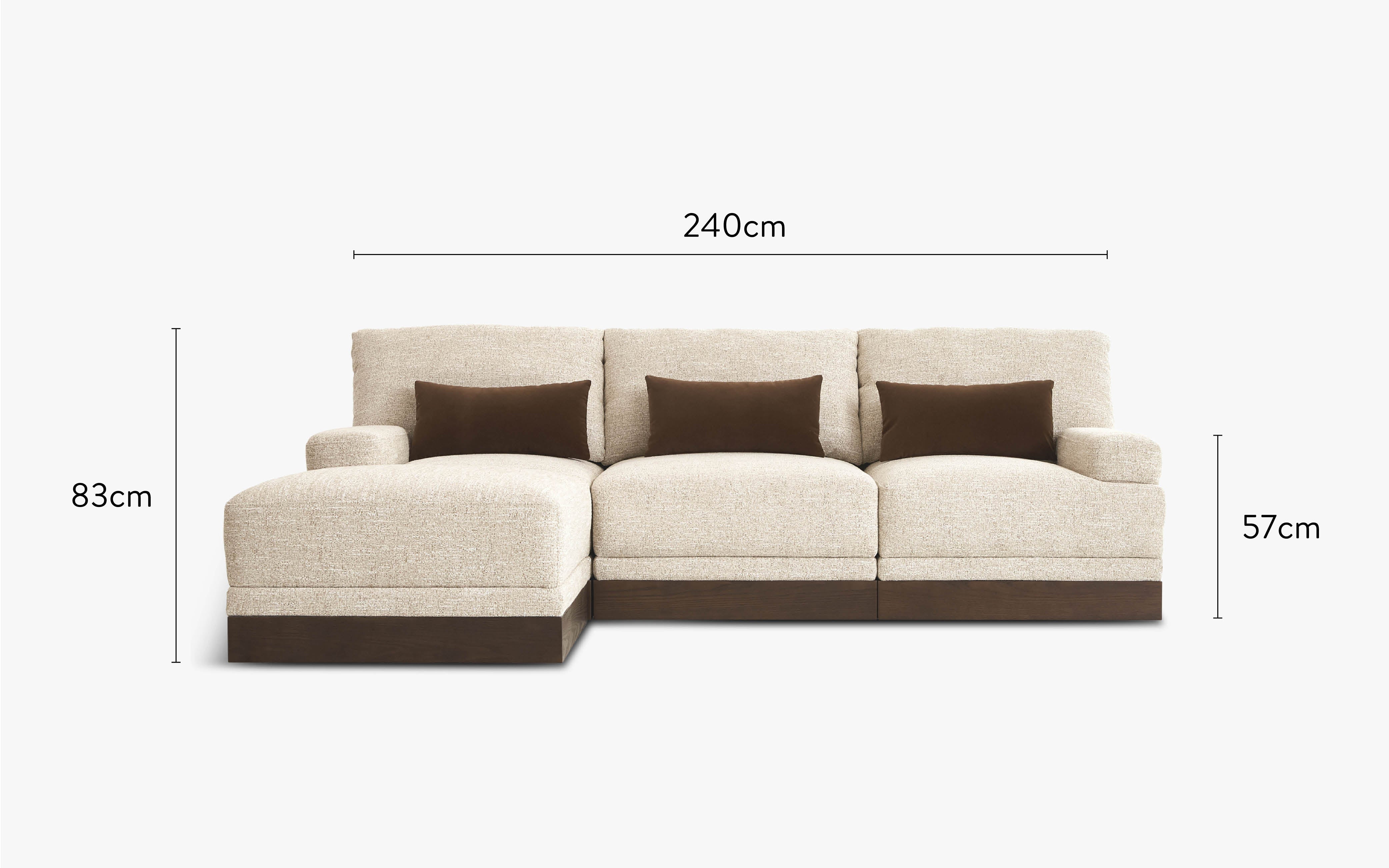 dimensions canapé d'angle droit roman tweed écru 4 modules