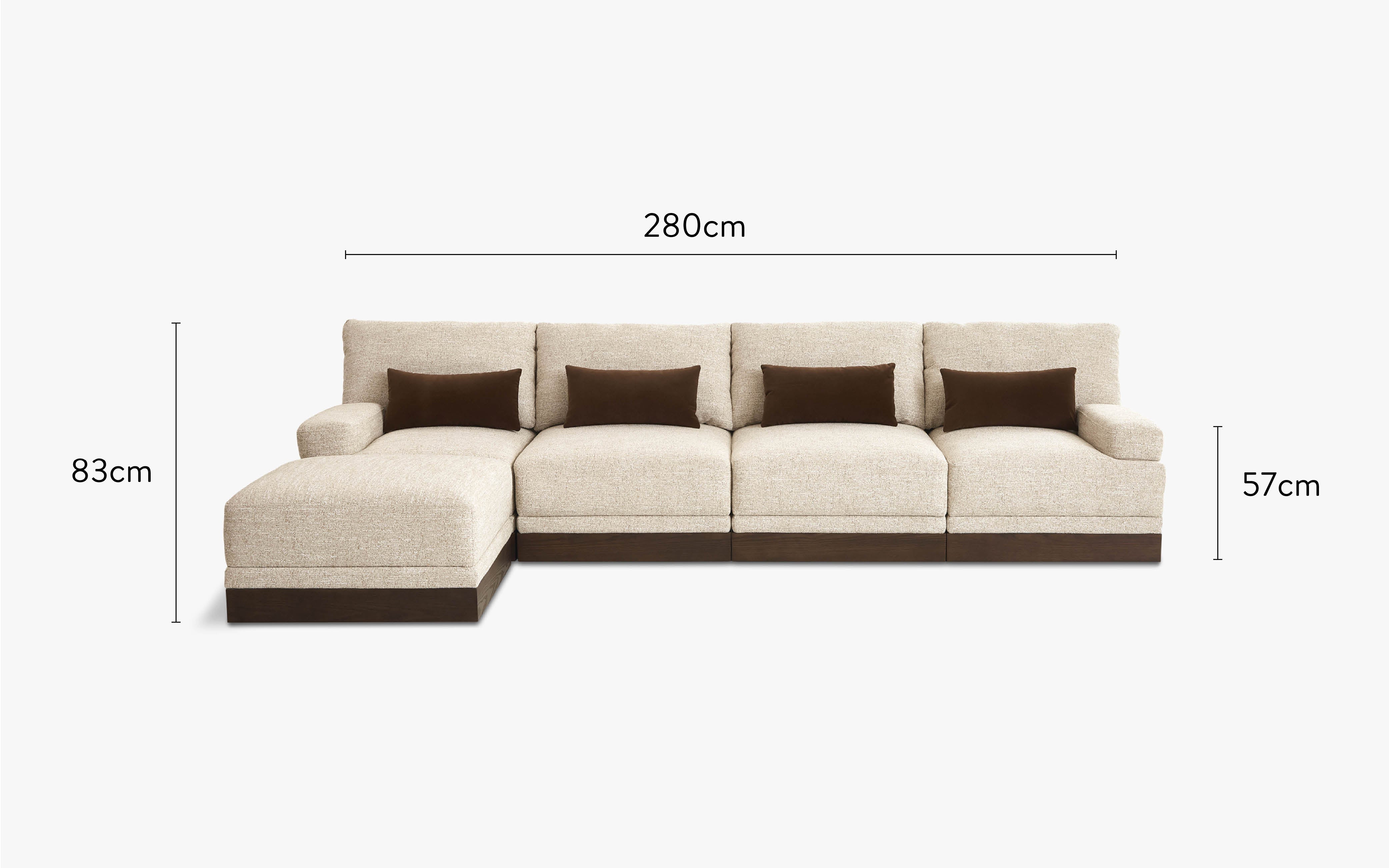 dimensions canapé d'angle roman tweed écru 5 modules