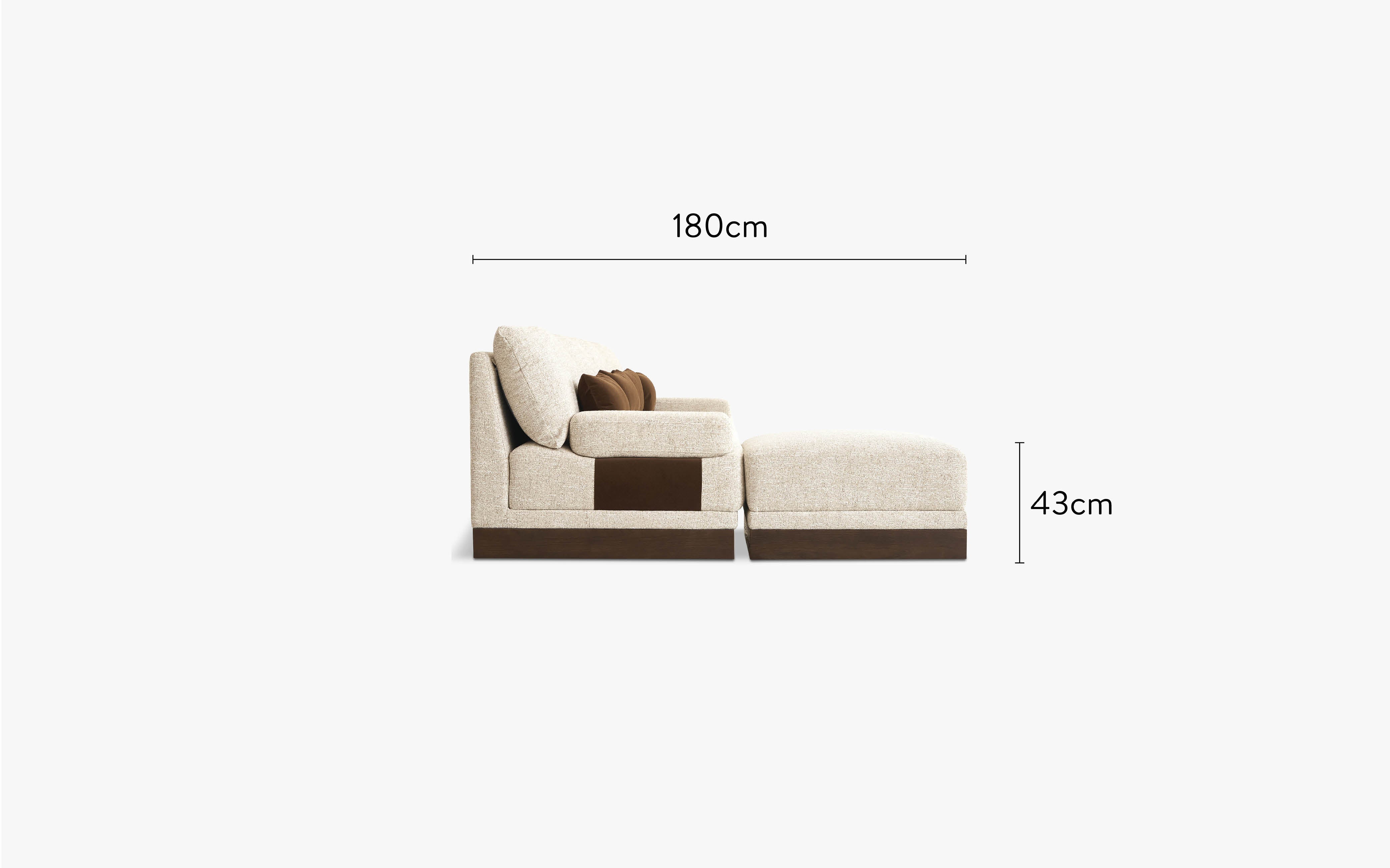 dimensions côté canapé d'angle roman tweed écru 5 modules