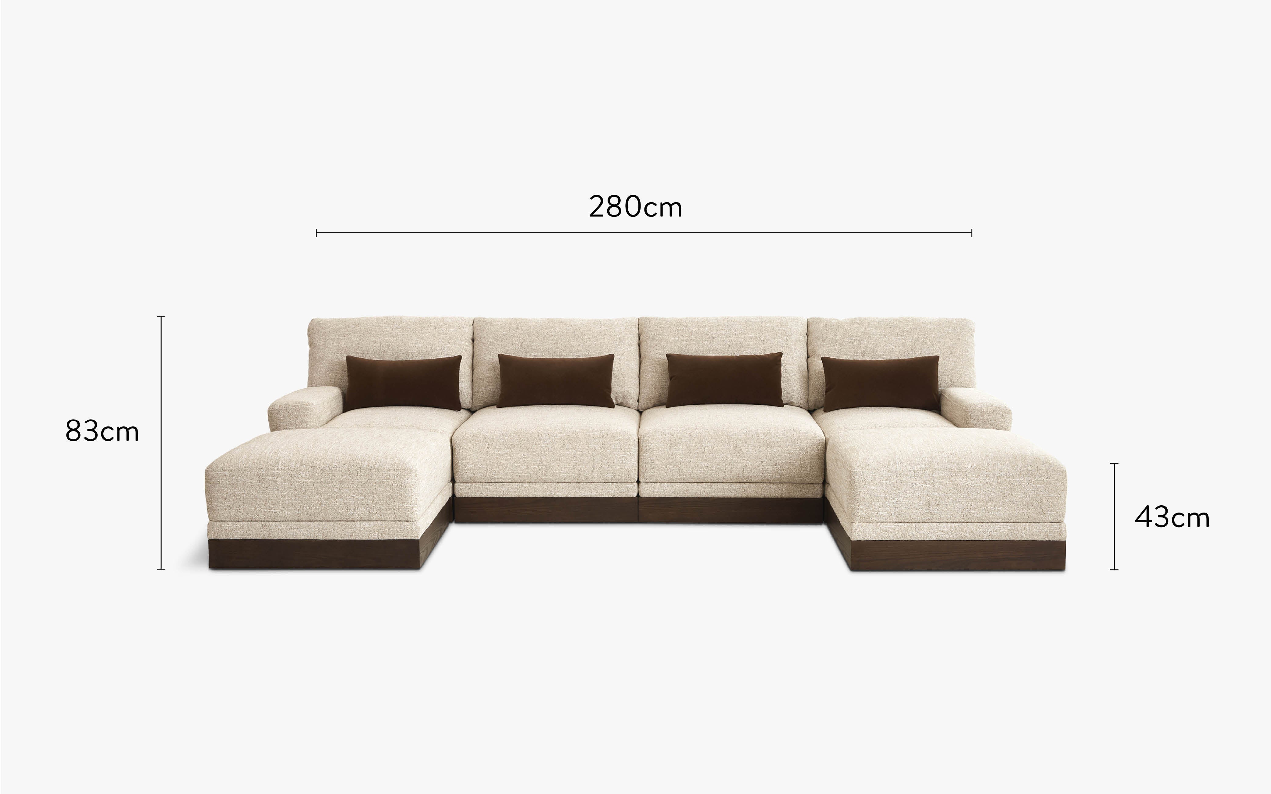 dimensions canapé en U roman tweed écru 6 modules