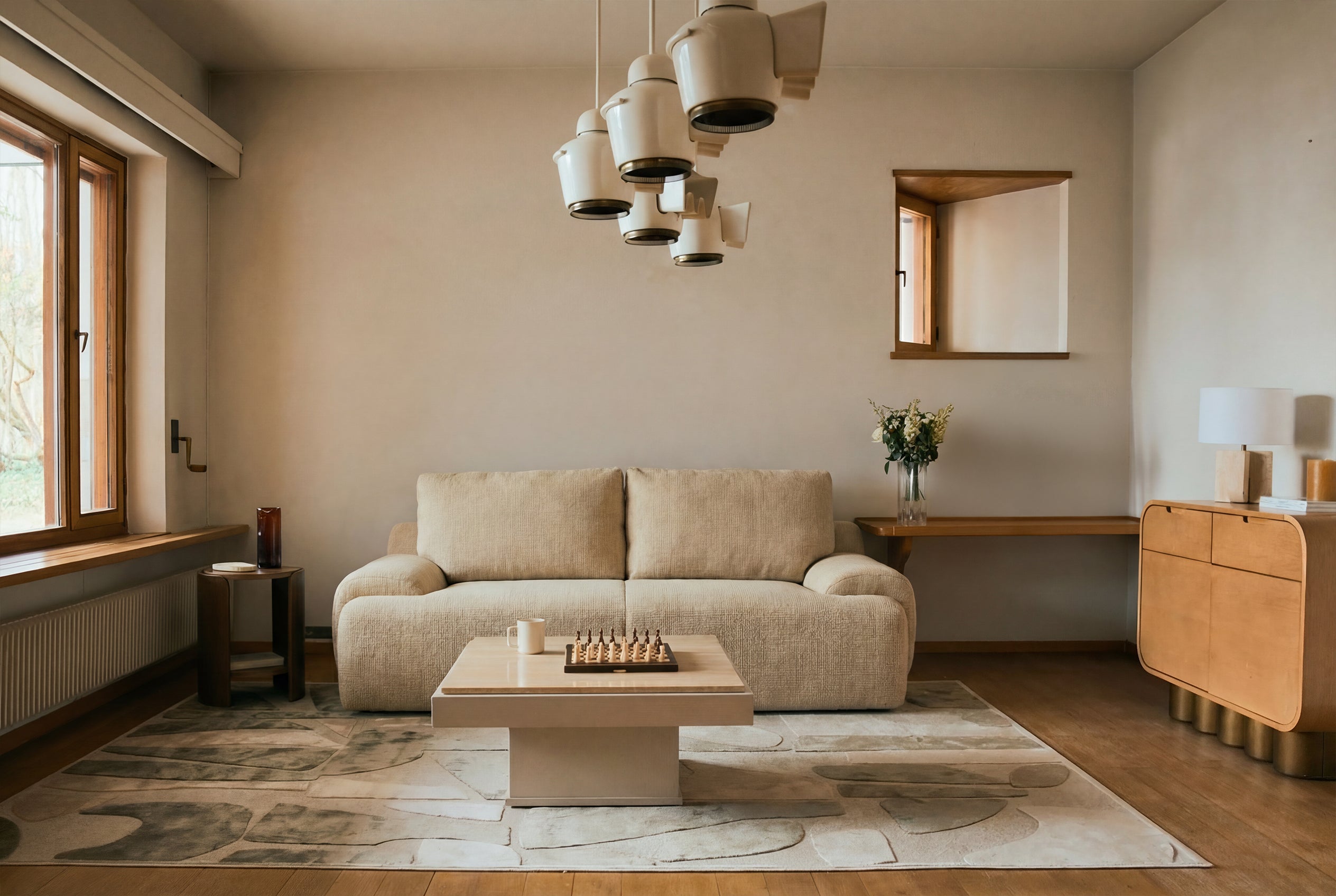 Canapé Nublo en tweed beige dune, formes arrondies - NV GALLERY
