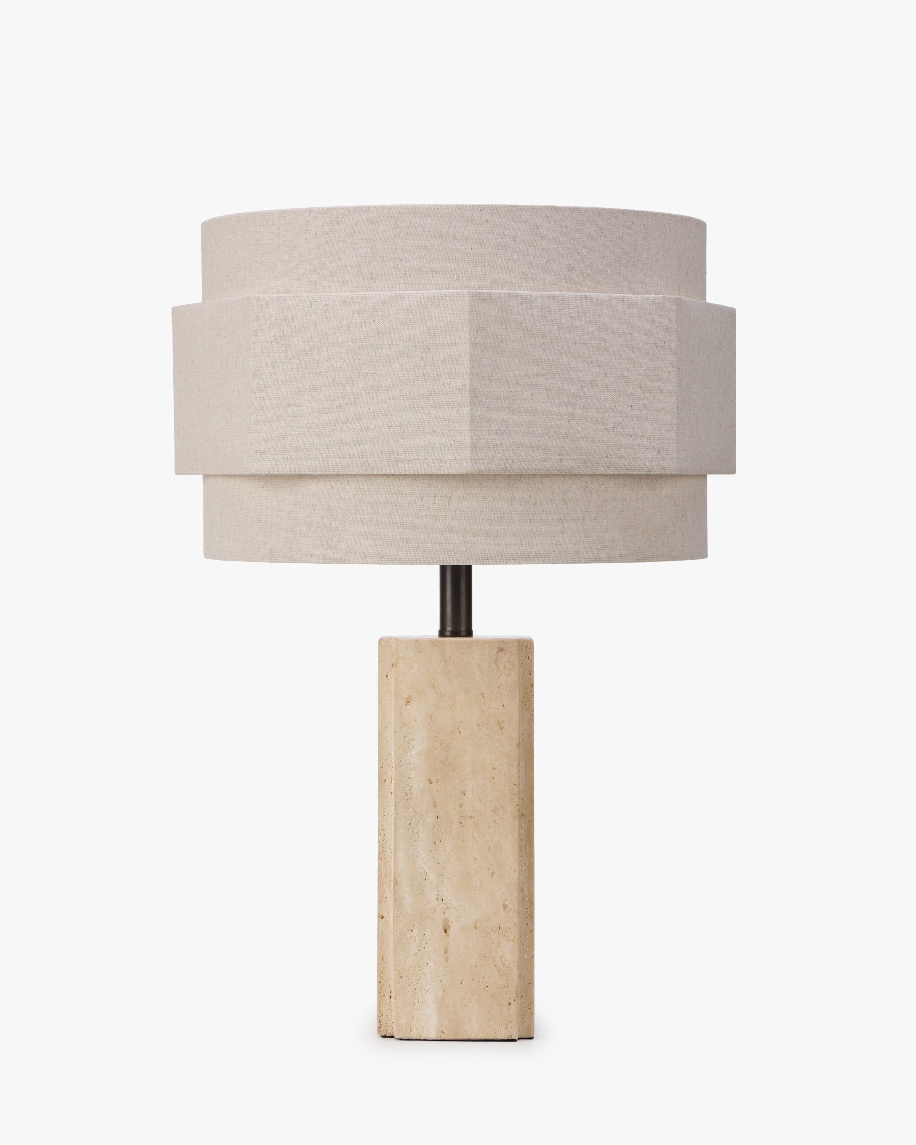 Lampe Mindy - NV GALLERY - travertin et abat-jour lin - vue de face